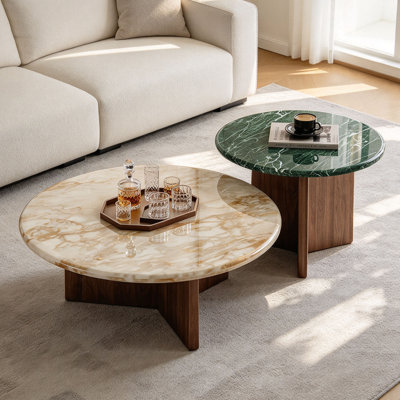 Table basse ronde en marbre de style italien italien