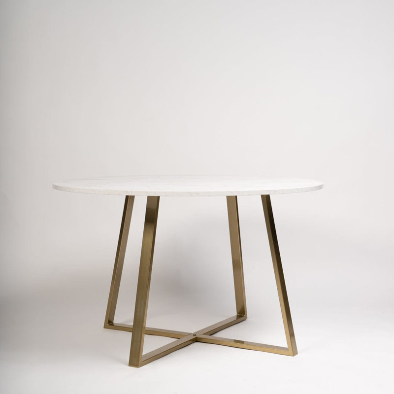 Addalee Round Metal Base Dining Table, Gold