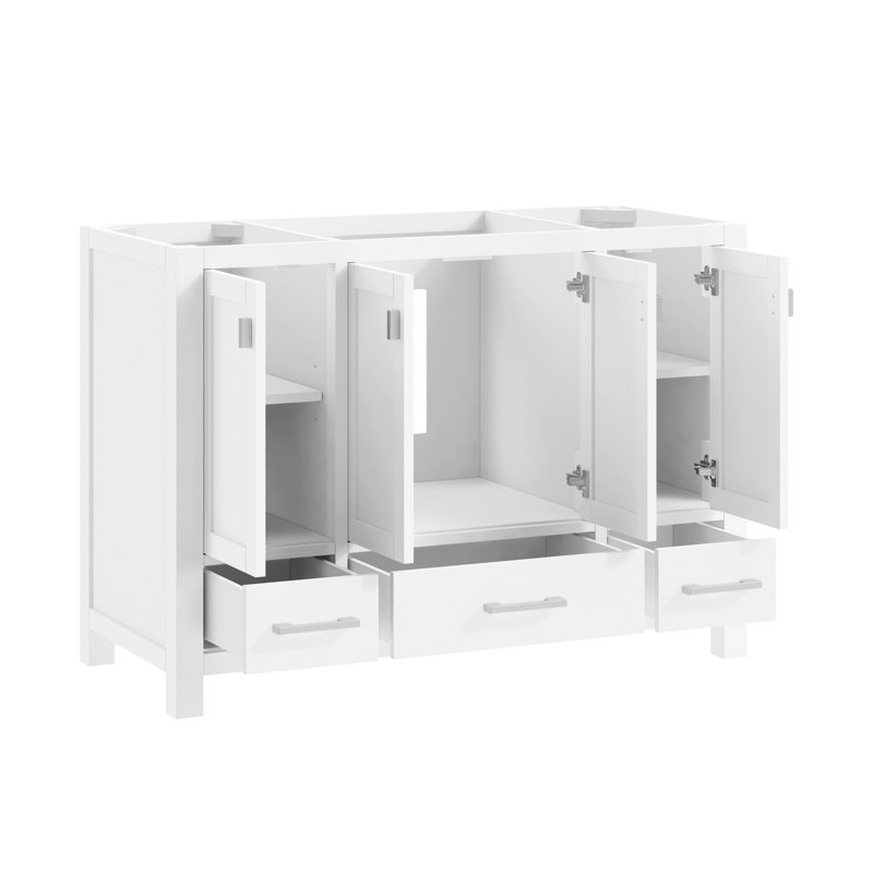 Modero 48" Single Bathroom Vanity with Top, Carrera White Marble, White, Brushed Nickel