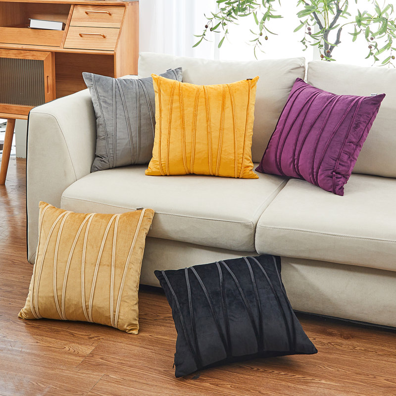 Housse de coussin en velours Bullert, Mauve