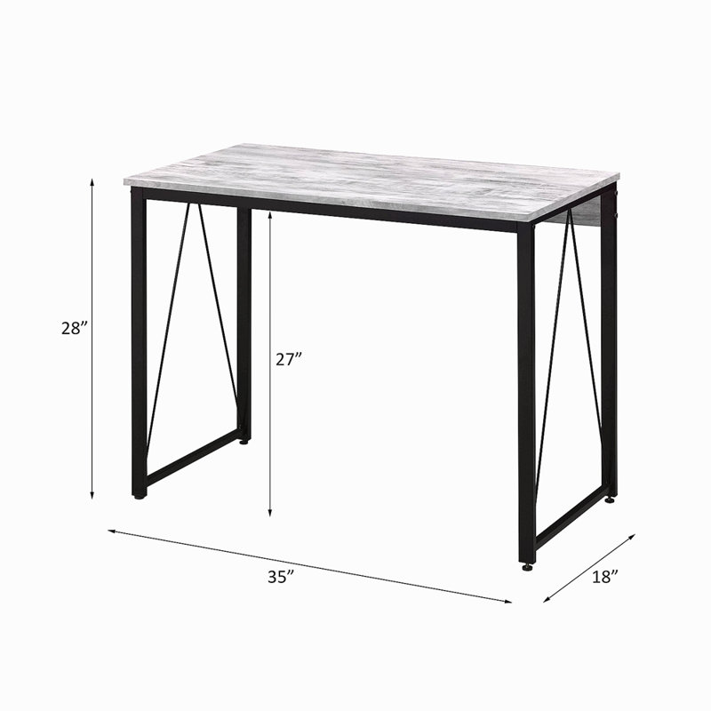 Bureau d'écriture rectangulaire avec base en métal, Blanc