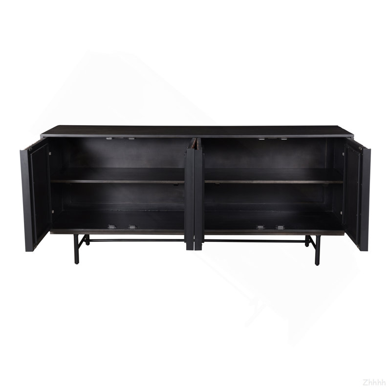 Buffet, design contemporain, bois de sheesham et de manguier massif, base en fer
