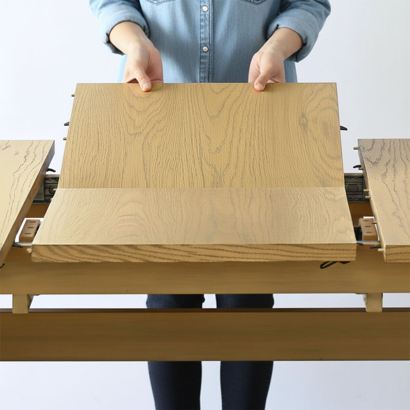 Ensemble de salle à manger 7 pièces en bois avec 6 chaises rembourrées et table à tréteaux extensible, Gris