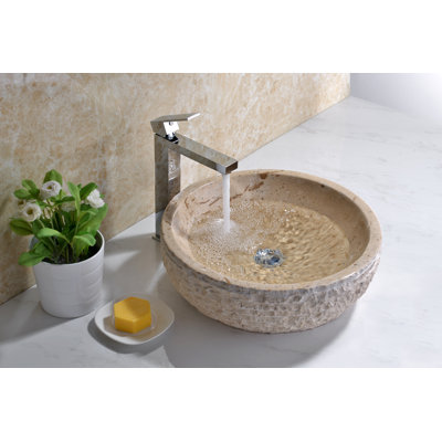 ANZZI Desert 16.5'' Classic Cream Stone Circular Bathroom Sink