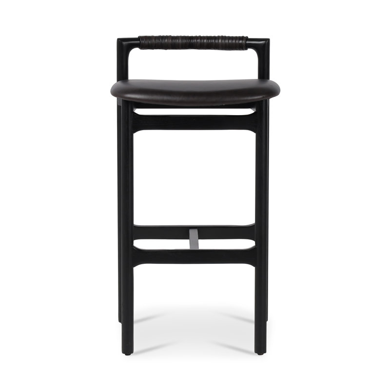 Baden Stool, Bar Stool (30" Seat Height), Sonoma Black/Genuine Leather, Brushed Ebony