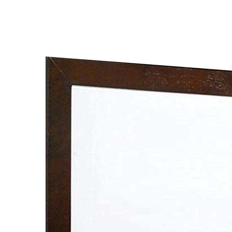 Miroir de commode Ryla, cadre carré de 38 pouces, bois massif de ferme, Verticale, Cerise foncée