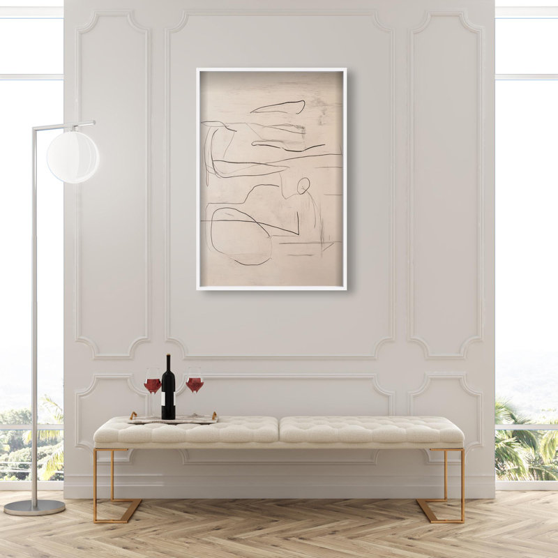 Oliver Gal Frenzied Strokes II Abstract - Luxury Shadowbox Framed Wall Art, 46.5" H x 31.5" W, White