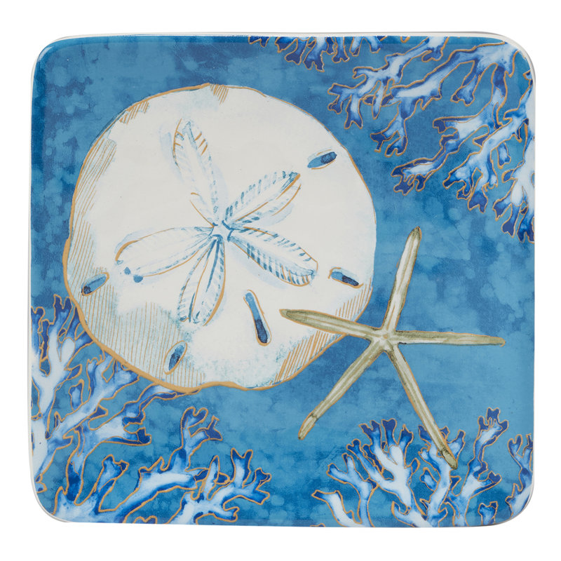Certified International Playa Shells Set Of 4 Canape Plates