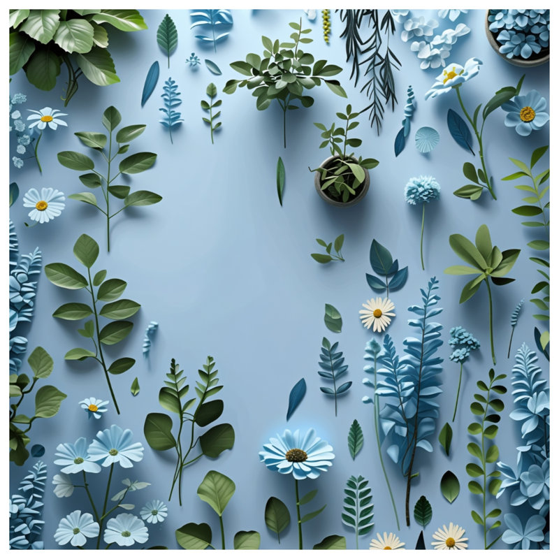 Tapisserie murale florale - Décoration murale plantes, H 50 po x l 60 po avec 4 œillets
