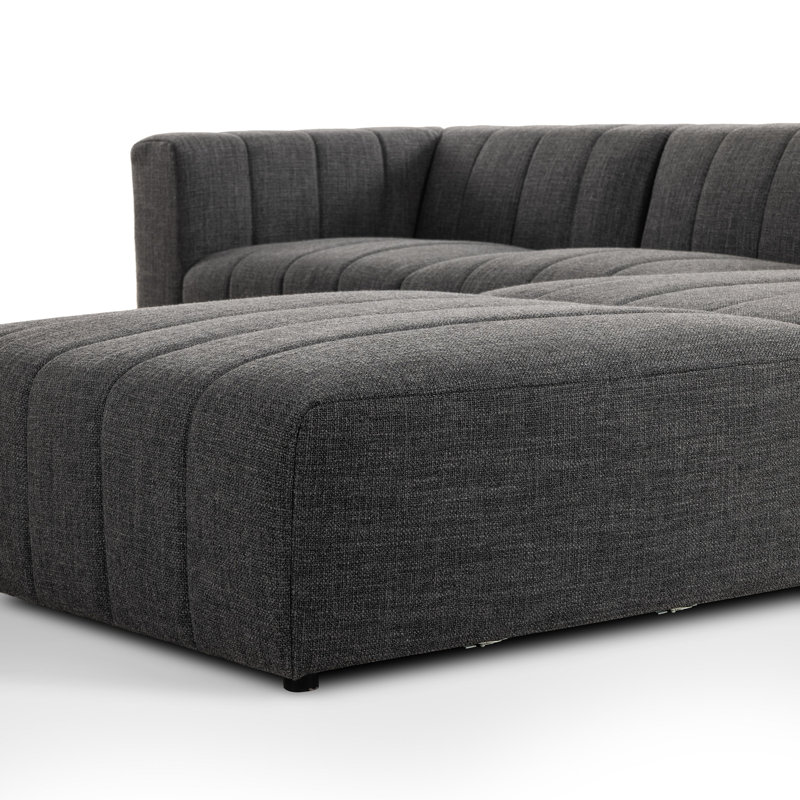 Grayson 110" Left Hand Facing Sectional with Ottoman, Right Hand Facing, Saxon Charcoal Polyester Blend