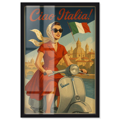 Scooter italien, voyage, boîte à ombre, affiche de voyage, Art par Art Remedy