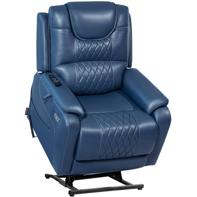 EONIX Triple Motor Lay Flat Power Lift Recliner Chair for Elderly with Massage, 400lbs Electirc Lift Chair for Living Room, Independent Adjustable Backrest Headrest, Entended Footrest, Navy Blue