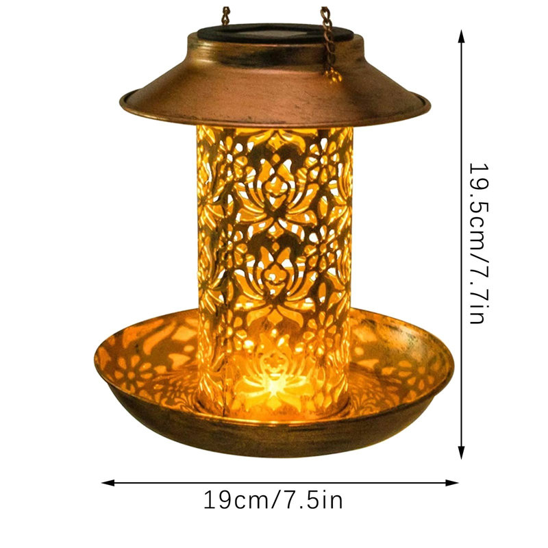 Lampe suspendue mangeoire solaire en métal