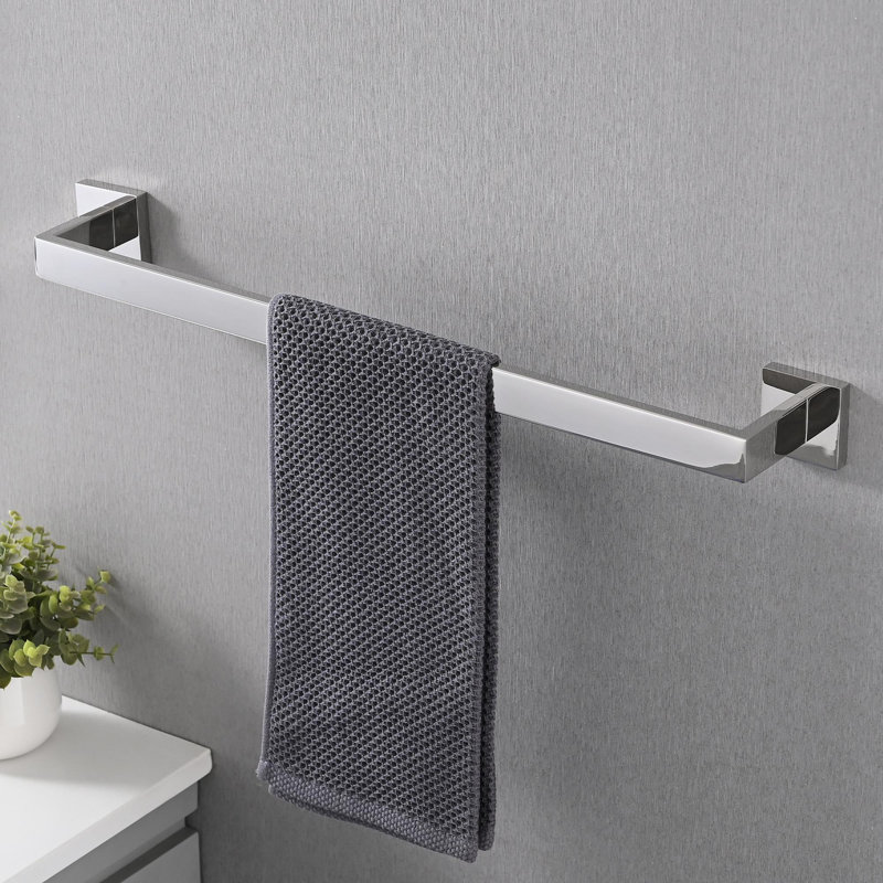 5-Piece SUS304 Bathroom Set: Towel Bar + Ring + Hooks + TP Holder, Brushed Finish, Chrome