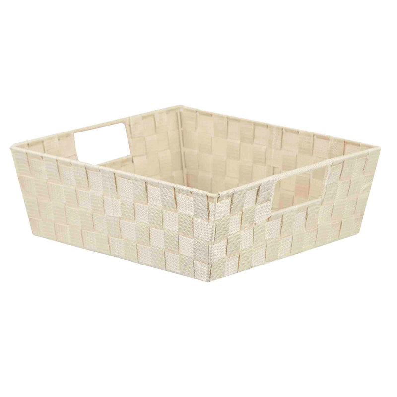 Grand bac de rangement en tissu, Ivoire, H 5 po x l 15 po x P 13 po