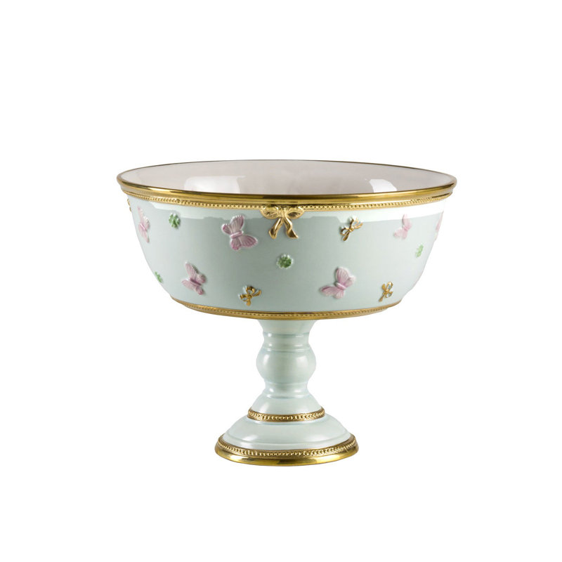 Butterfly Dessert Stand With Bowl And Raised Base, Mint