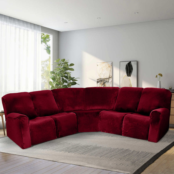 Stretch Velvet Plush L Shape Sofa Cover Corner Sectional Couch Slipcover  Luxury