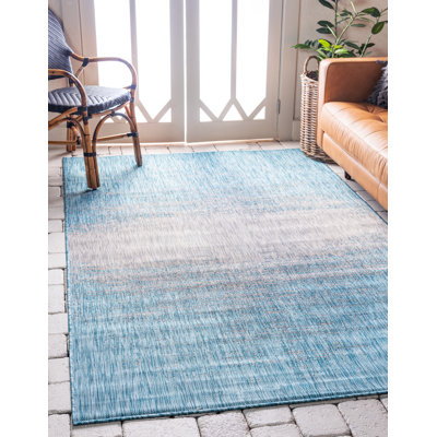 Tapis intérieur / extérieur bleu abstrait Datto