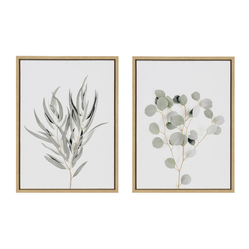 «Neutral Botanical 1 and 2», ensemble de toiles encadrées par The Creative Bunch Studio 2 pièces 18 x 24 naturel, Brun