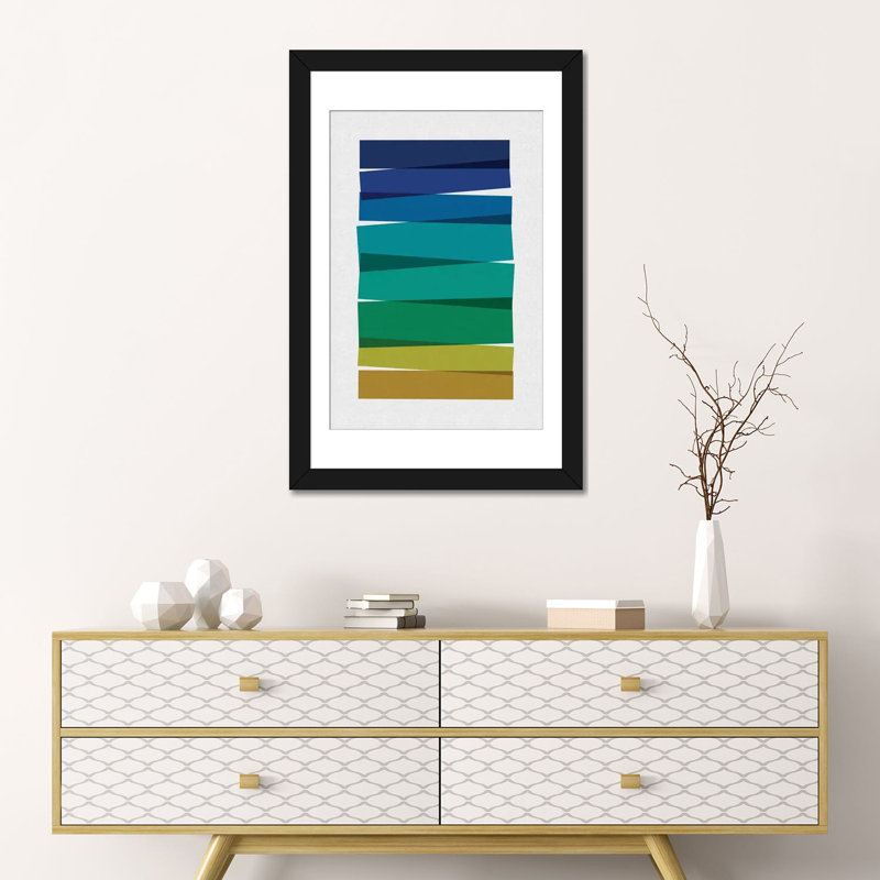 « rayures i », impression sur toile, Papier d'art encadré noir, Blanc, H 32 po x l 24 po x P 1 po