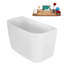 47" Streamline Soaking Acrylic Freestanding Bathtub, Bamboo Tray, Drain-103682629