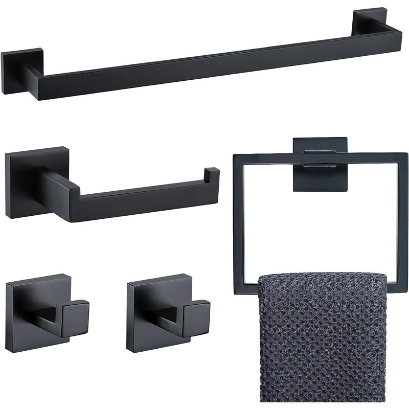 5 - Piece Bathroom Hardware Set, Black