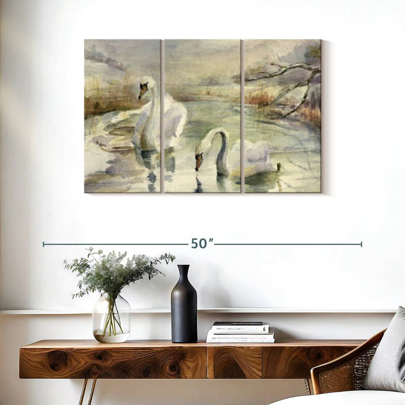 Brampt Swans In Winter, 24" H x 38" W