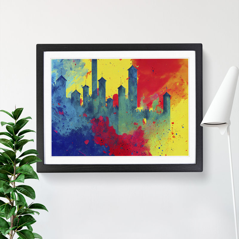 Castle Colour Splash Vol.1 Abstract - Single Picture Frame Print, Black Framed, 46cm H x 64cm W x 2cm D