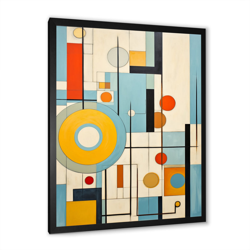 «Ilora Colorful Mid Century Mod Geometrics I», reproduction sur toile, Cadre photo noir, H 44 po x l 34 po x P 1,5 po