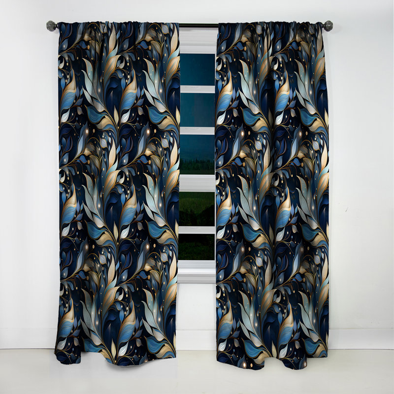 Midnight Mirage Moody Patterns II - Bohemian Curtain - Velvet Room Darkening - 1 panel, 52" W x 108" L