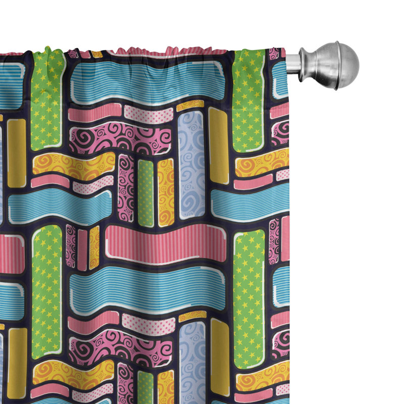 Geometric Semi-Sheer Rod Pocket Curtain Panels, 28" W x 95" L