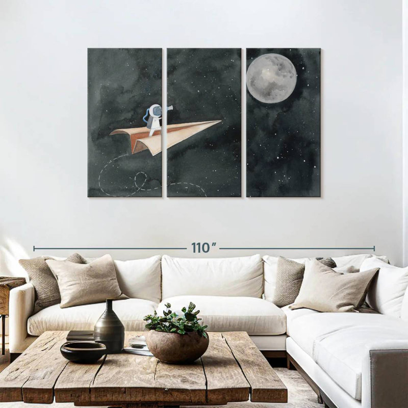 Ashelle papier avion à la lune, H 48 po x l 74 po