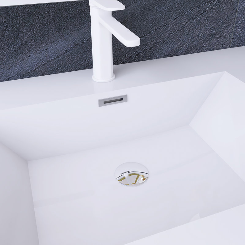 36 po Meuble-lavabo autoportant à simple cuve, Blanc lustré