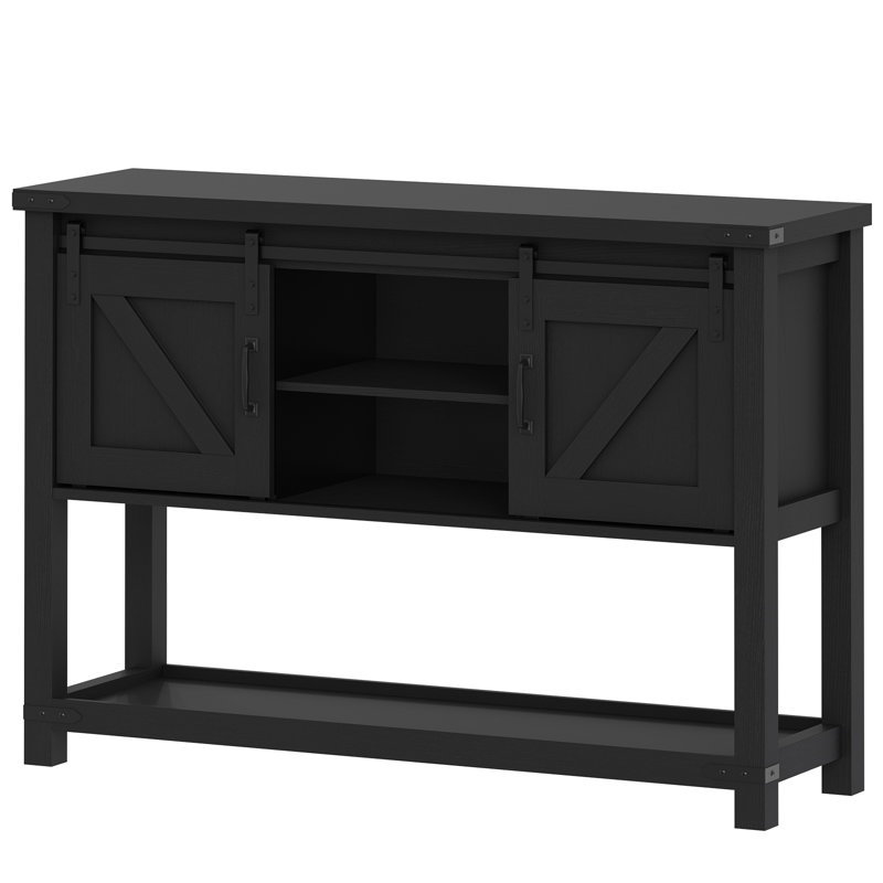 Ordonez 31.9" H Rectangular Console Table with Shelves, 31.9" H x 39.4" W x 13.8" D, Black