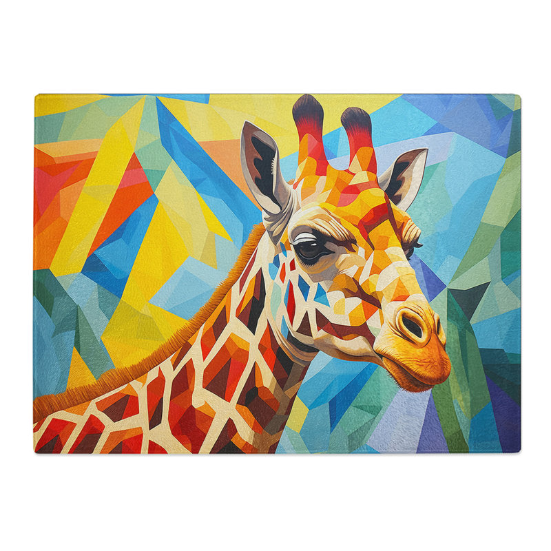 Giraffe Geometric  Glass Chopping Board