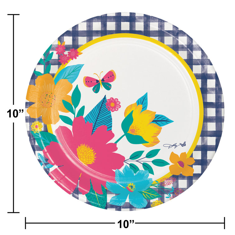 Blush Floral Hexagonal Paper Dessert Plates - 8 Ct.