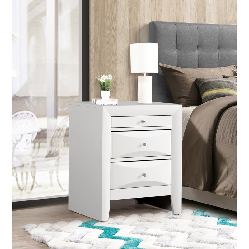 Table de chevet élégante et contemporaine, Blanc