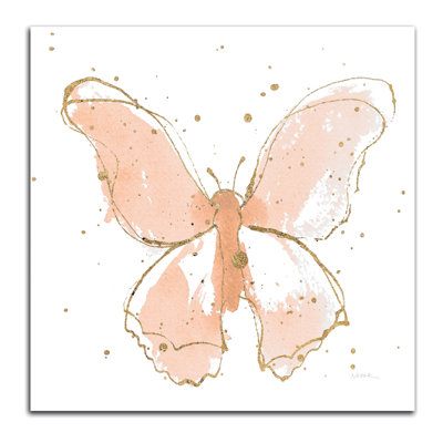 Papillons dorés II, aquarelle rosée