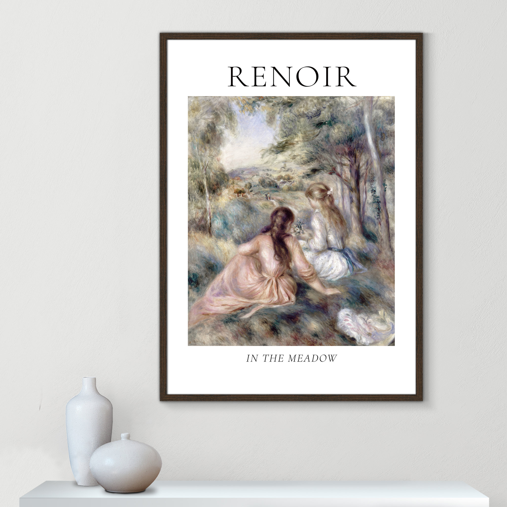 Old Masters Collection " In The Meadow " by Auguste Renoir, 41.5" H x 29.5" W x 0.75" D, No, Walnut Single Picture Frame
