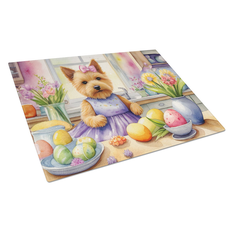 Décoration de planche à découper en verre Norwich Terrier de Pâques
