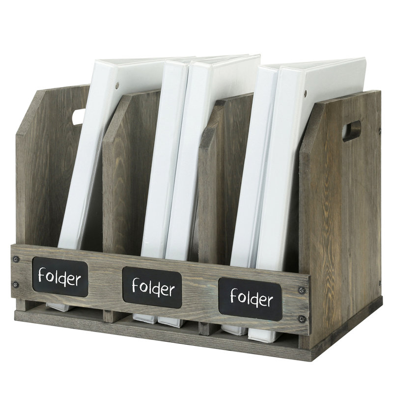 Antonsen Solid Wood 3-Slot Wood File Organiser