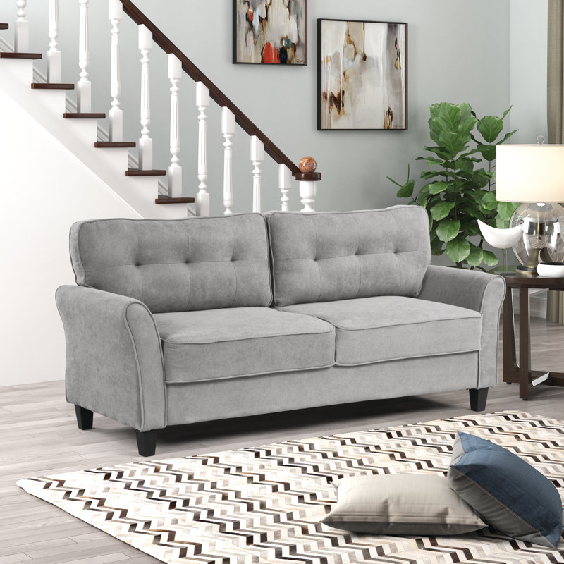 Canapé à accoudoirs évasés 73,5 po, Gris clair