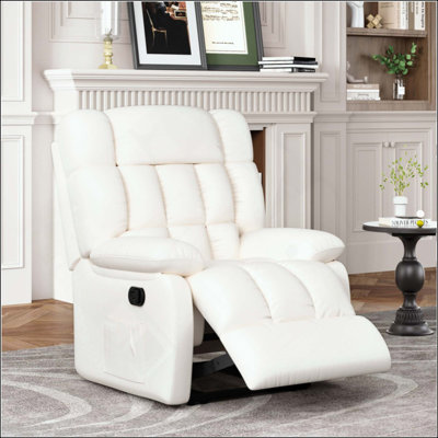 Fauteuil inclinable, fauteuil inclinable à bascule rembourré avec poche latérale, fauteuils inclinables ergonomiques réglables à 110 ° et 160 ° pour adultes, fauteuil simple avec repose-pieds, canapé inclinable pour le salon