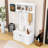 Modern Hall Tree with Hooks, Shoe Bench, Storage Cabinet and Display Shelves-548058862