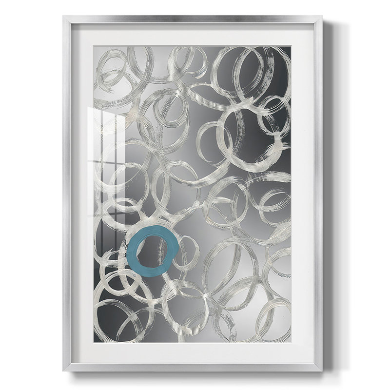 Printed Brushwork III - Impression encadrée, H 25,5 po x l 17,5 po, Argent argent