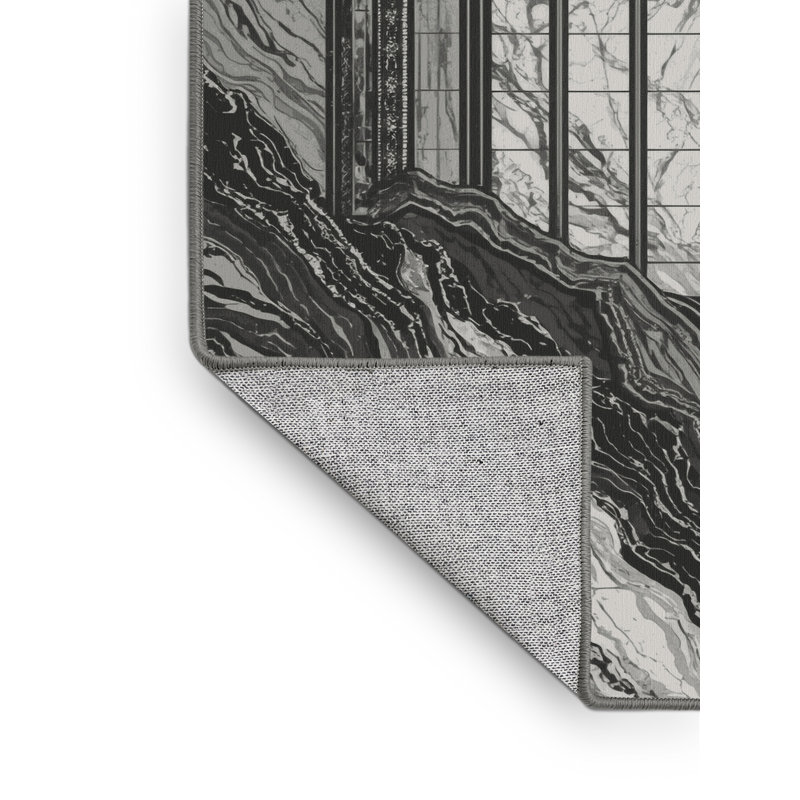 Tapis brun ornemental lavable à la machine Bartow, 3 x 5