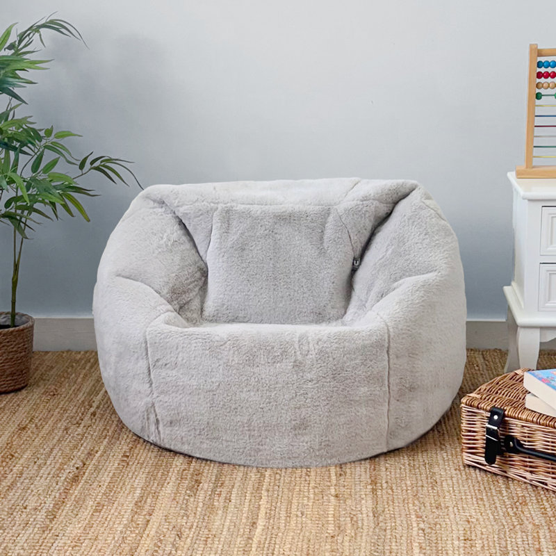 Faux Fur Kids Slouchbag Faux Fur Bean Bag Chair - Luxurious Fluffy Children's Beanbag Seat for Bedroom Playroom - Comfortable Bean Sack Chair with Filling Included