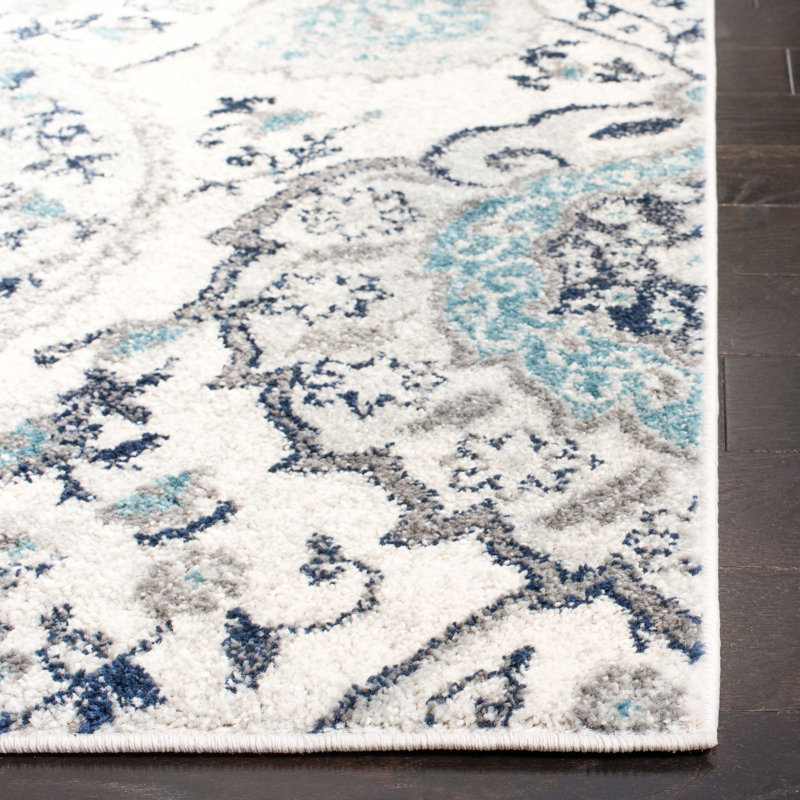 Christa Damask Cream/Light Gray Rug, Rectangle 8' x 10'