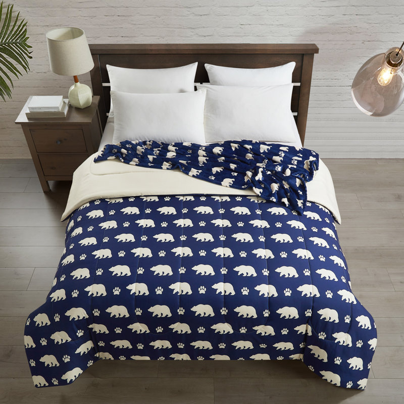 Ensemble d'édredon réversible en microfibre 4 pièces, Édredon grand et 3 pièces supplémentaires, Bleu
