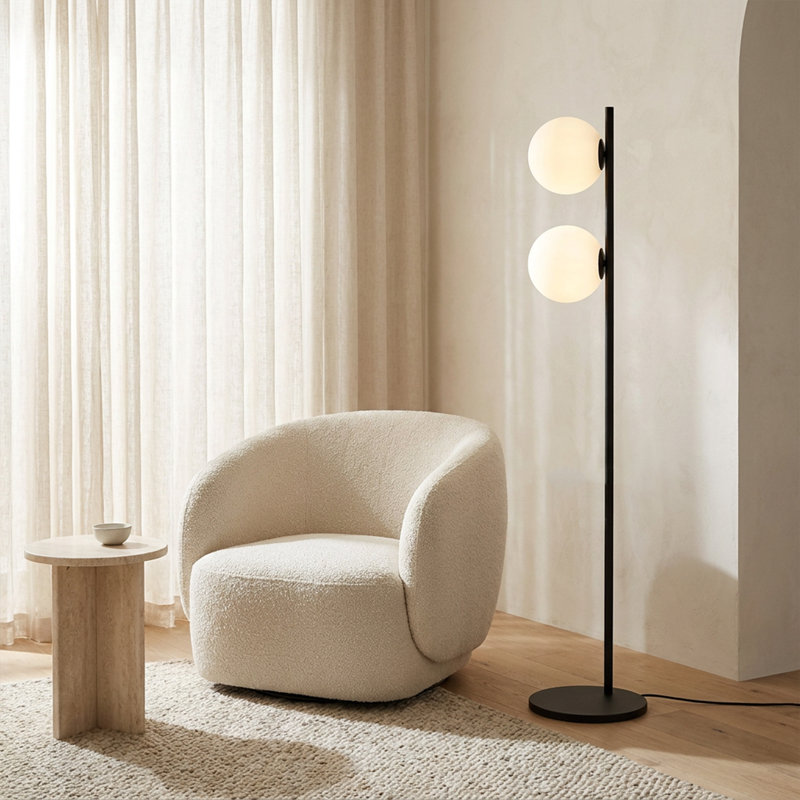 2-Light Starlight Black Contemporary Geometric Floor Lamp